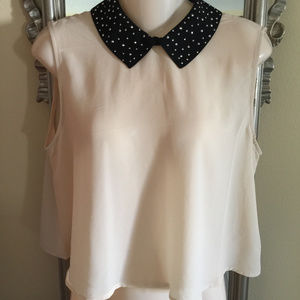 NWOT Forever 21 Tan & Black Studded Collar Top